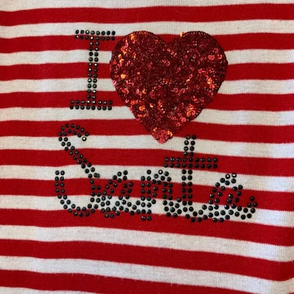 PINKY I Love Santa Christmas Dress Girls 6 Retro Drop Waist Candy Cane Stripes - Picture 3 of 8